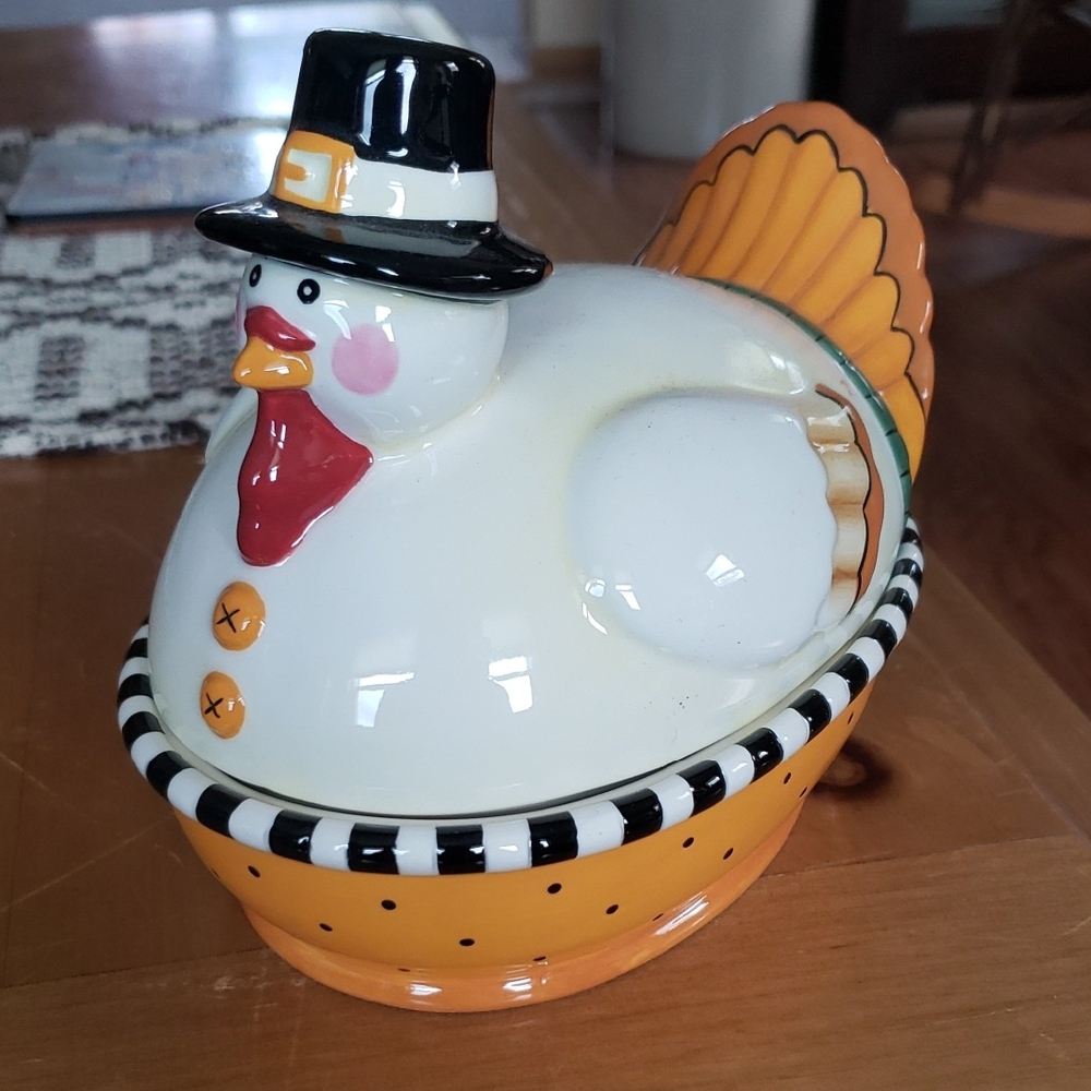 Vintage Sandi Gore Evans Harvest Blessings Thanksgiving Turkey Ceramic Decor